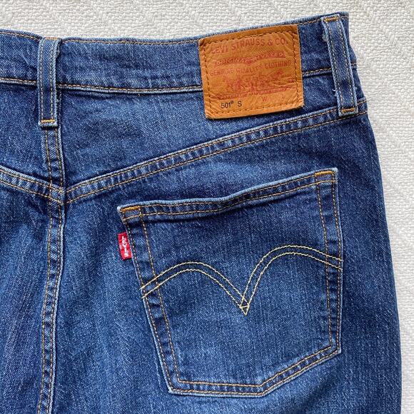 Levi's Premium 501 Skinny Jeans High Waist Dark Indigo Blue Denim W30 L28 - Picture 10 of 13